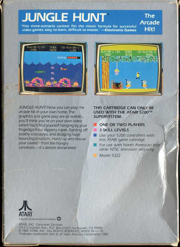 Jungle Hunt (1983) (Atari) Box Scan - Back